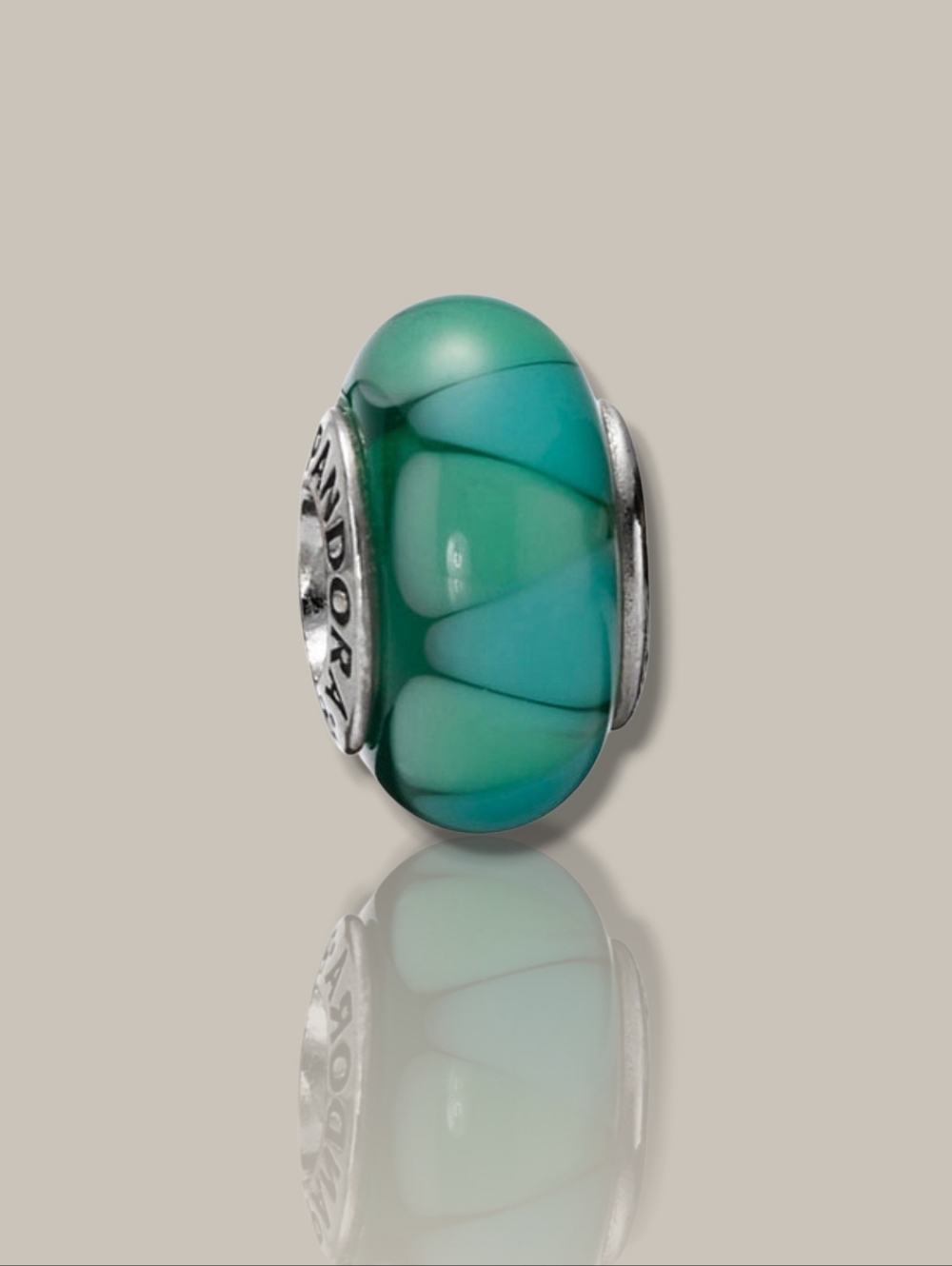 PANDORA Sterling Silver Captivating Green Murano Glass Bead Charm Retired
